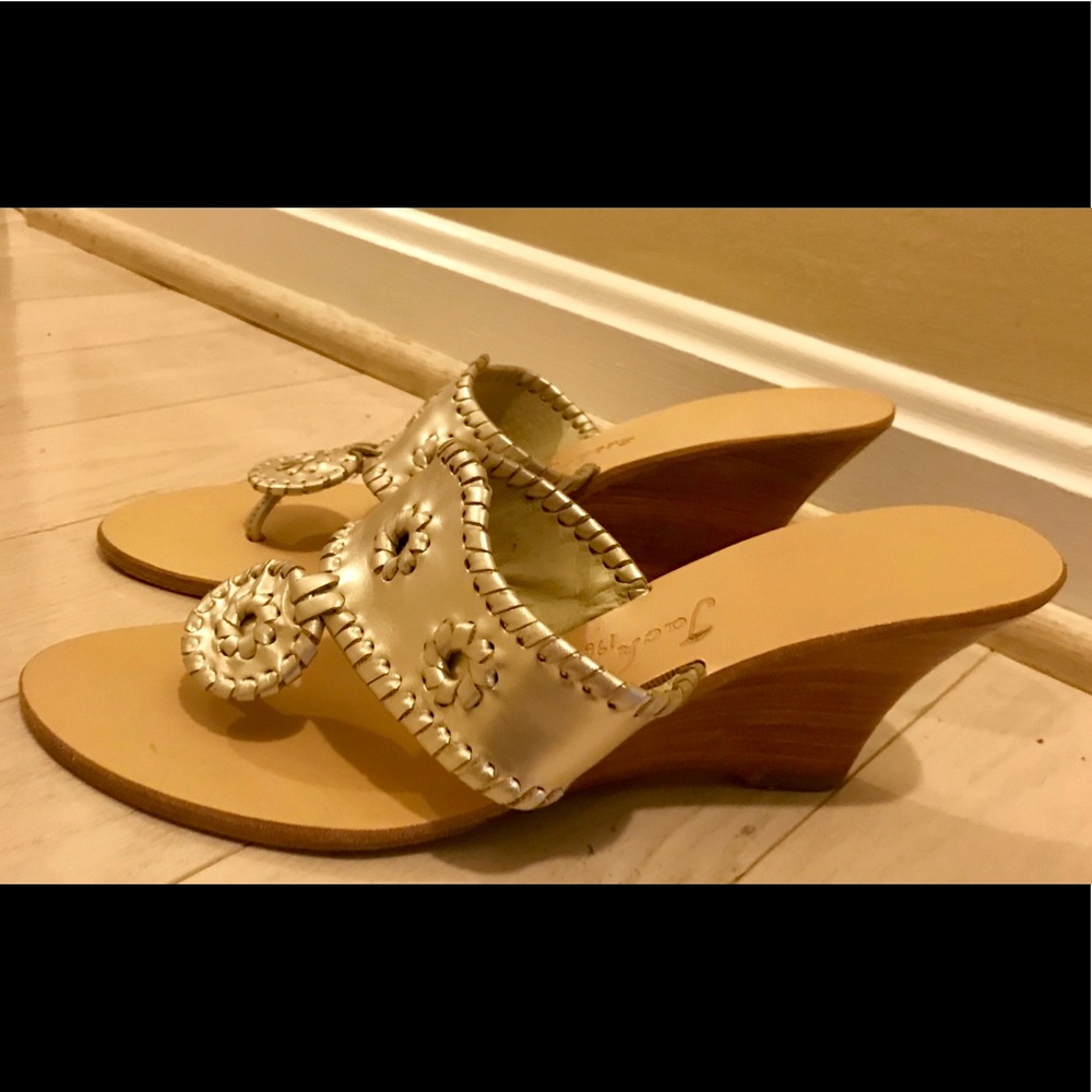 gold Jack Roger’s sandal/wedge